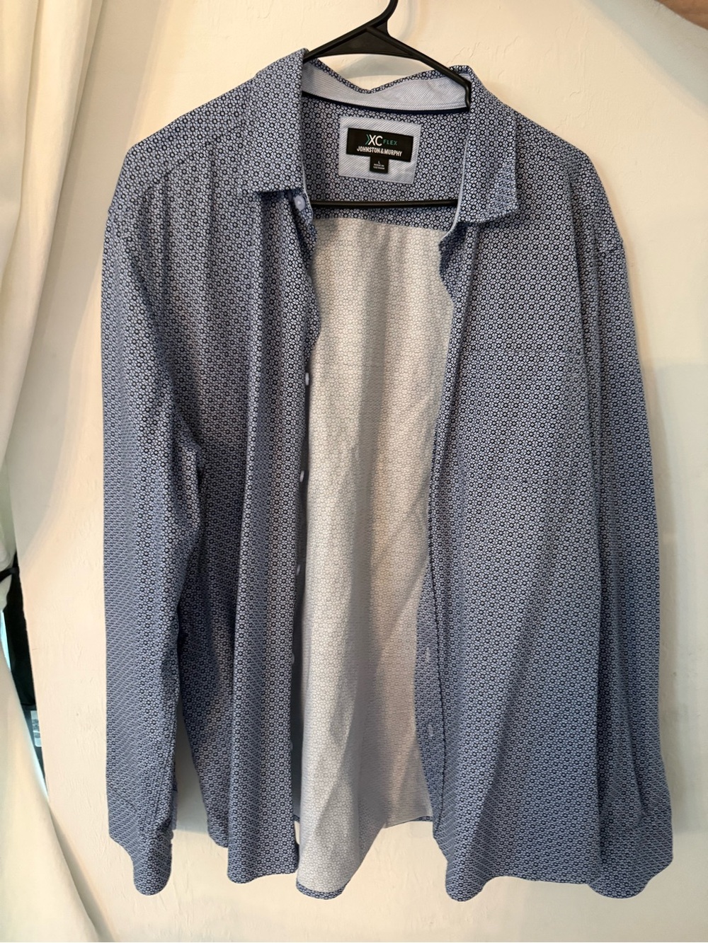 Johnston & Murphy Men's Light Blue Micro-Print Dress Shirt